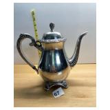 SILVER-TONE METAL TEAPOT, FLORAL EMBOSSED HANDLE