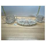 PRESSED GLASS SERVING SET, INCLUDES OVAL SERVING