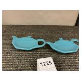 LE CREUSET TEABAG HOLDERS, TURQUOISE STONEWARE,