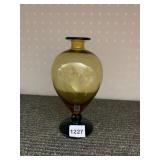 GARDENERS EDEN GLASS VASE, AMBER TINTED BODY,
