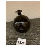 HORTON STUDIO POTTERY VASE, DARK BROWN GLAZE,