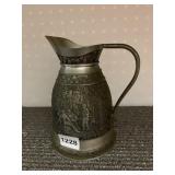 ZINN BECKER PEWTER PITCHER, RELIEF DECORATION,