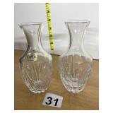 ATLANTIS FULL LEAD CRYSTAL VASES, HAND BLOWN AND