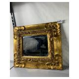 GILT WOOD WALL MIRROR, ORNATE CARVED FRAME,