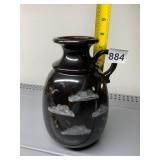 GERMAN CERAMIC VASE, DARK GLAZE, CLOUD MOTIF,