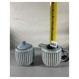 THE OLD POTTERY COMPANY SUGAR BOWL AND CREAMER,