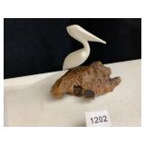 JOHN PERRY PELICAN FIGURINE, RESIN BIRD,