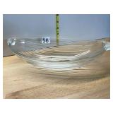 GLASS SERVING DISH, OVAL FORM, RIBBED DESIGN,