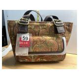 RELIC HANDBAG, PAISLEY PRINT FABRIC, FAUX LEATHER