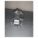 CRYSTAL CRUET, SWIRL PATTERN, METAL HINGED LID,