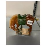 CERAMIC HORSE FIGURINE, TANG STYLE, GLAZED BROWN