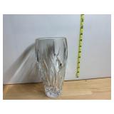 CRYSTAL VASE, TAPERED FORM, DEEP VERTICAL CUTS,