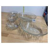 PRESSED GLASS SERVING BOWLS, POINSETTIA PATTERN,