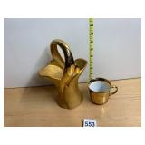 DIXON ART STUDIOS 22KT GOLD BASKET, HANDLED FORM,