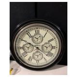 WORLD TIME WALL CLOCK, MULTI-DIAL DESIGN, BLACK