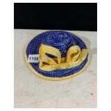 SEYMOUR MANN WALL PLAQUE, CERAMIC HAT FORM, BLUE