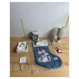 ASSORTED CHRISTMAS DECOR, INCLUDES SNOWMAN TABLE