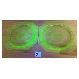 DEPRESSION GLASS PLATES, GREEN URANIUM GLASS,