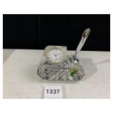 WATERFORD CRYSTAL DESK CLOCK AND PEN HOLDER,