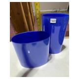 HAND-MADE THAILAND BLUE GLASS VASES, CYLINDRICAL