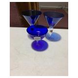COBALT BLUE STEMWARE, INCLUDES MARTINI GLASSES W/