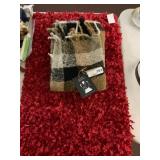 HILDIE & JO BLANKET SCARF, SHINYSHAG RED SHAG