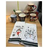 ASSORTED CHRISTMAS MUGS, CERAMIC, HOLIDAY THEMES,