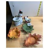 CERAMIC HOLIDAY FIGURINES, SNOWMAN AND SANTA
