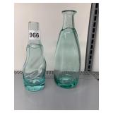 KALALOU INC. GLASS VASES, CLEAR GREEN TINT,