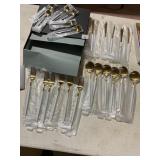 JAZZUPCO FLATWARE SET, GOLD-TONE FINISH, WHITE