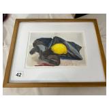 WATERCOLOR PAINTING, LEMON STILL LIFE, SIGNED,