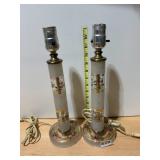 PR OF TABLE LAMPS, CRACKLE GLASS COLUMNS,
