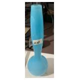 ART GLASS VASE, LIGHT BLUE, BULBOUS BASE, TAPERED