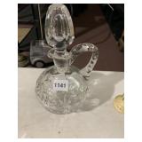 CUT GLASS DECANTER, HOBSTAR PATTERN, STOPPER