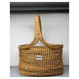 WOVEN BASKET, DUAL HANDLES, NATURAL FIBER