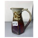 STUDIO ART POTTERY PITCHER, HEXAGONAL FORM,