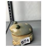 STUDIO POTTERY FROG TRINKET BOX, EARTHENWARE,