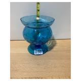 BLUE ART GLASS COMPOTE, HOBNAIL PATTERN, PEDESTAL