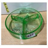 URANIUM GLASS DIVIDED SERVING DISH, RADIANT