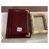 LEATHER-BOUND ADDRESS BOOK, BURGUNDY FINISH,