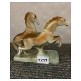 PORCELAIN HORSE FIGURINE, DUAL HORSES, HAND