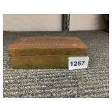 BRASS HINGED BOX, RECTANGULAR FORM, ETCHED FLORAL
