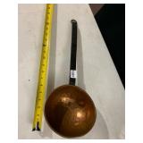 COPPER LADLE, HAMMERED FINISH, LONG IRON HANDLE,