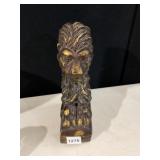 LION HEAD FIGURINE, CARVED WOOD, GILT ACCENTS,