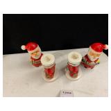 BRINNCO CERAMIC SANTA CANDLE HOLDERS, BOOT FORM,