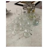 ASSORTED GLASSWARE, INCLUDES CLEAR STEMMED WINE