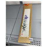 JAPANESE HANGING SCROLL, FLORAL MOTIF, SILK