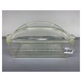 PYREX GLASS LOAF PAN, RIBBED SIDES, HANDLES,
