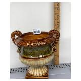 HOSLEY POTTERIES URN, CERAMIC, TWO HANDLES, BROWN