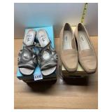 LIFE STRIDE PEWTER SANDALS, SIZE 6.5M, W/ BOX;